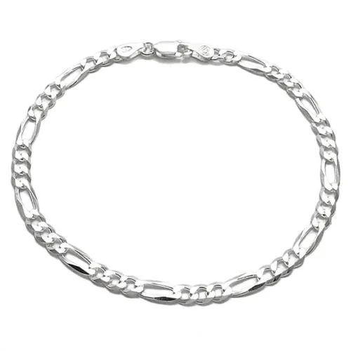 Amazing Sterling Silver Figaro Link Chain Bracelet - Available in 7" and 8" lengths
