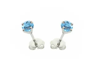 Amore Argento Blue Topaz Birthstone Stud Earrings