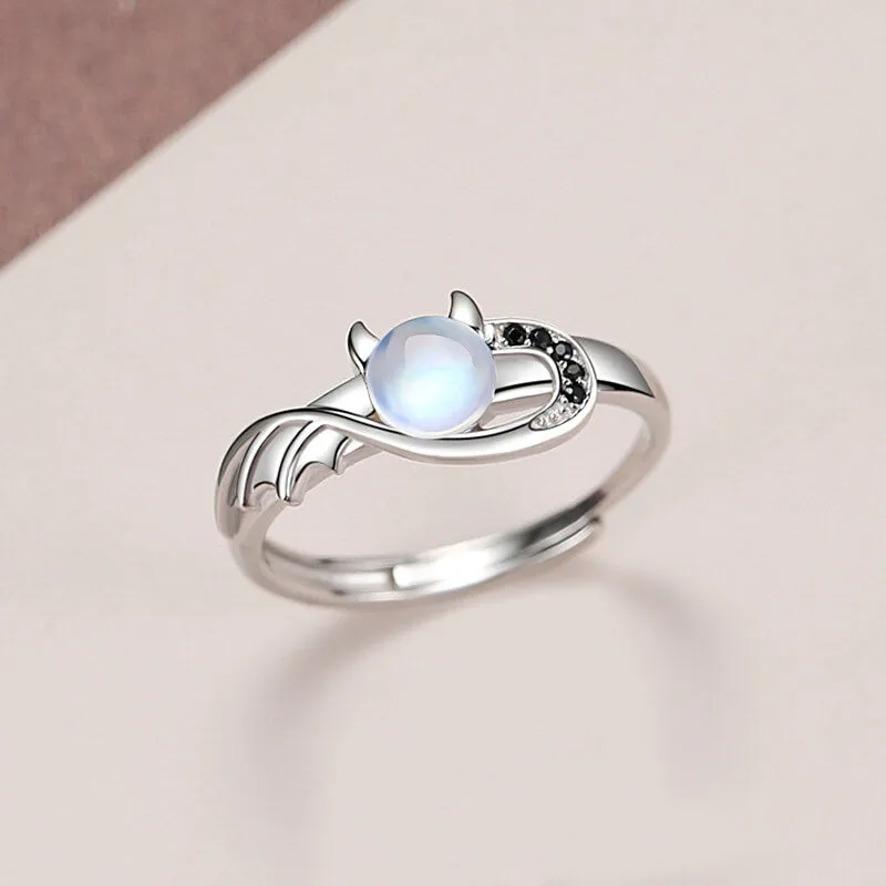 Angel & Devil Moonstone Couple Rings