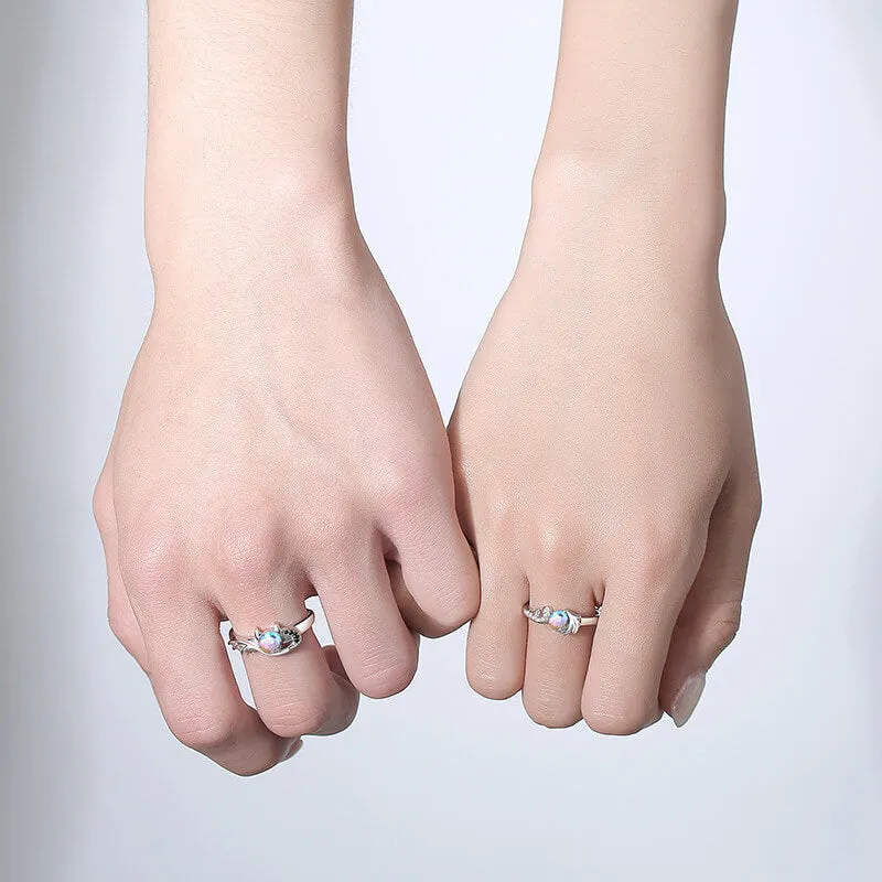 Angel & Devil Moonstone Couple Rings