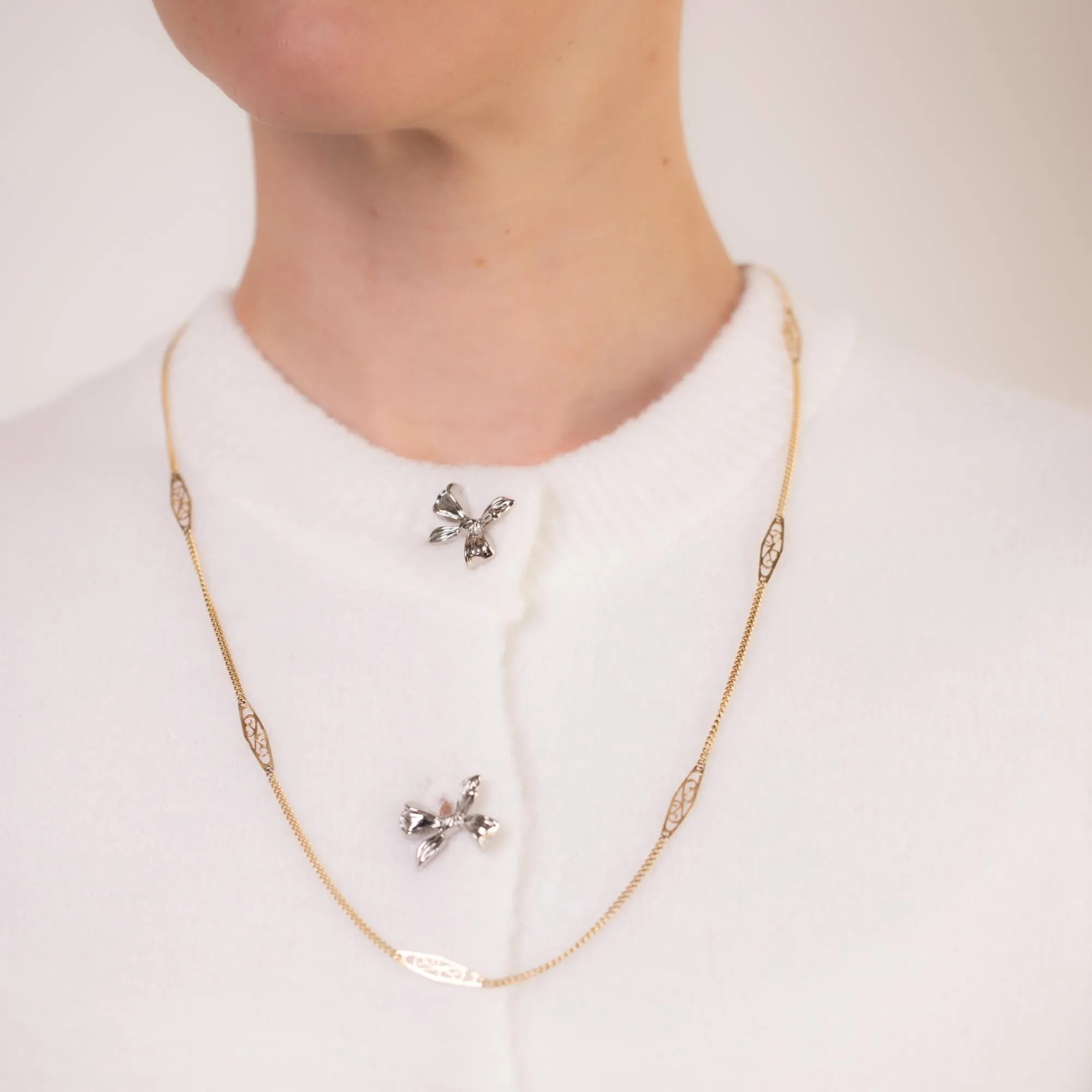 Antique 14k yellow gold fancy link necklace