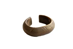 Antique African Bronze Alloy Cuff Bracelet with Geometric Detailing