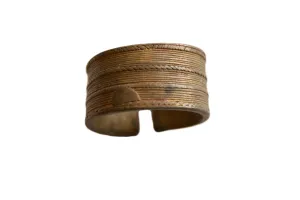 Antique African Bronze Cuff Bracelet with Geometric Detailing