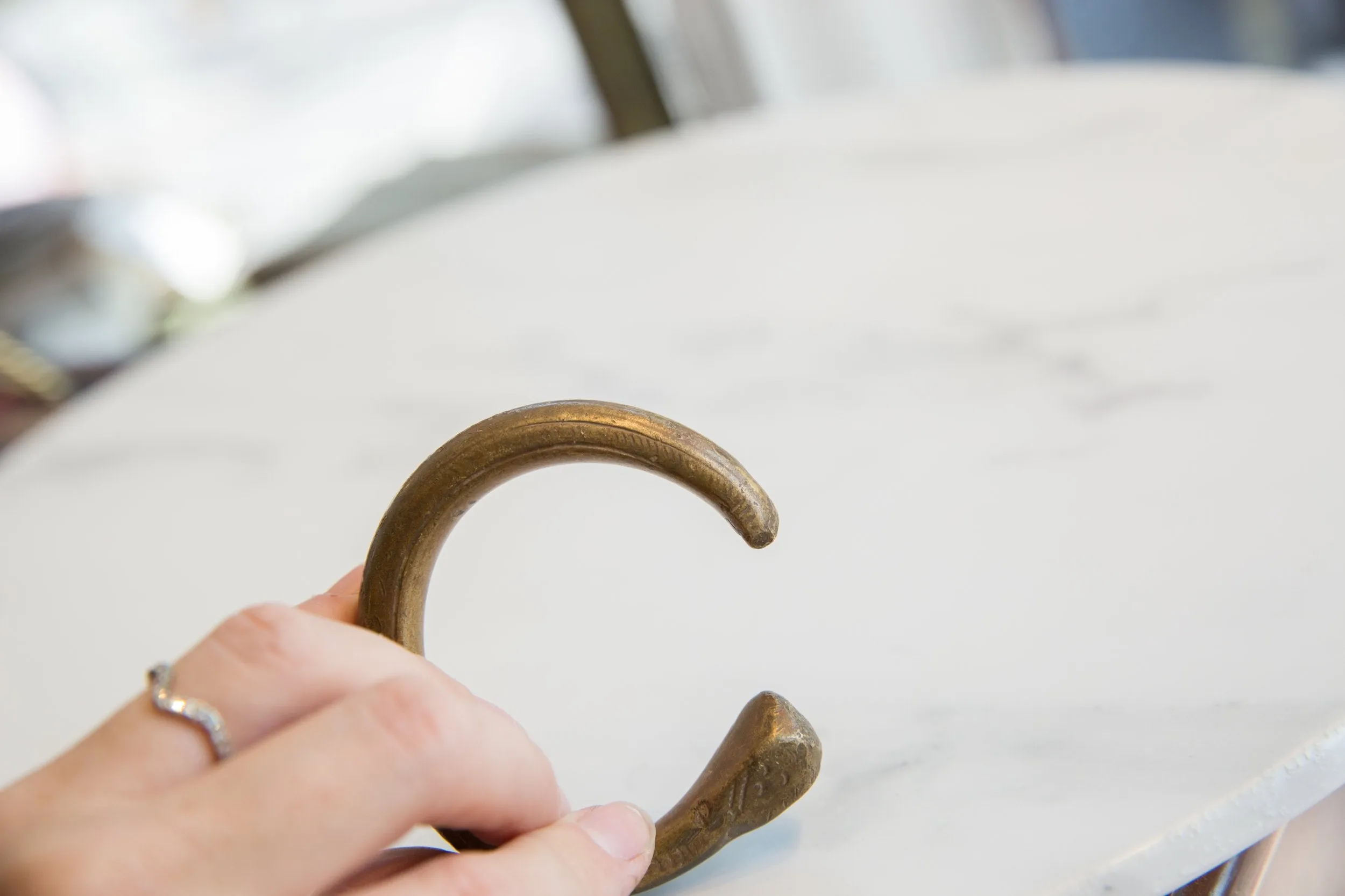 Antique African Bronze Imperfect Snake Cuff Bracelet