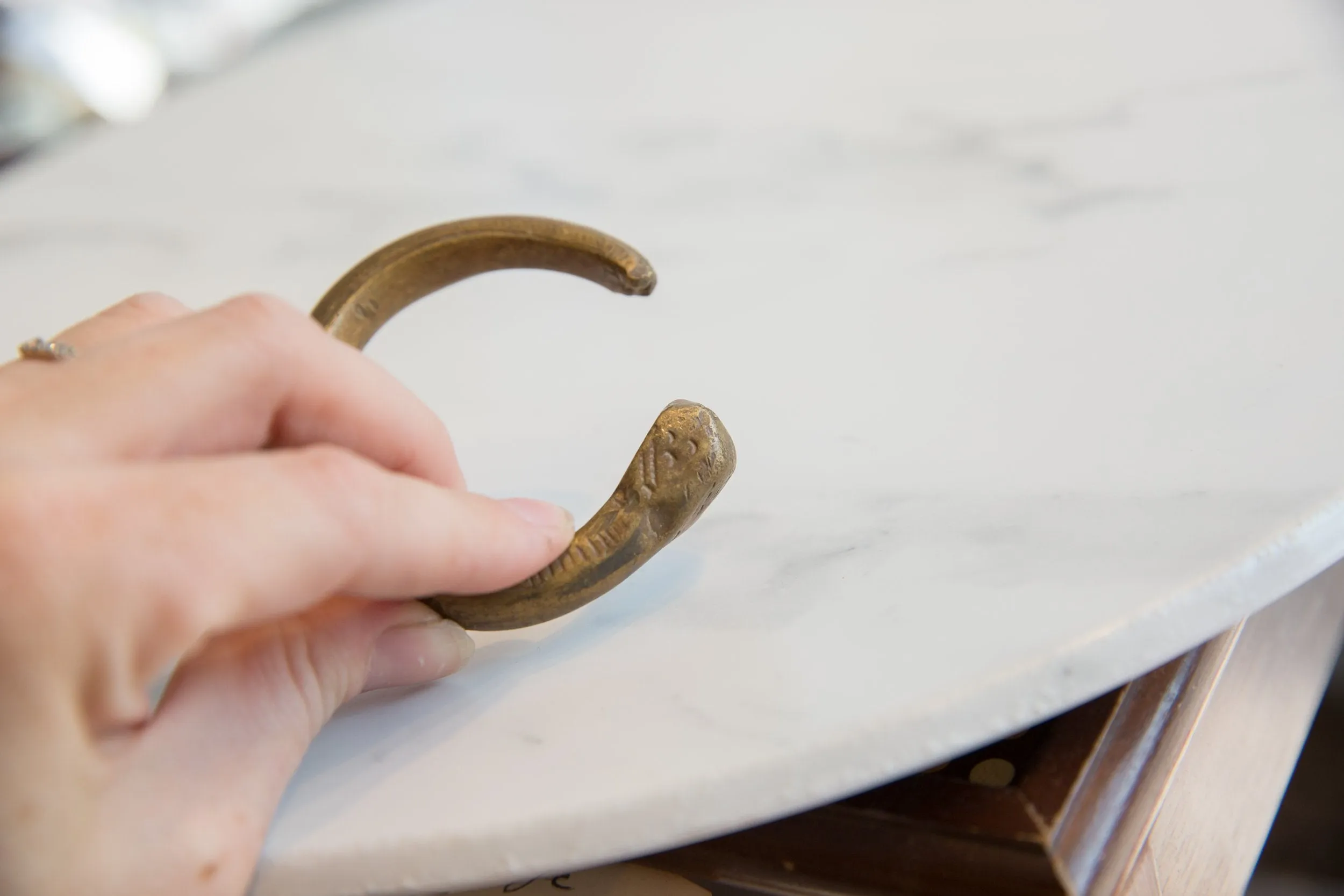 Antique African Bronze Imperfect Snake Cuff Bracelet