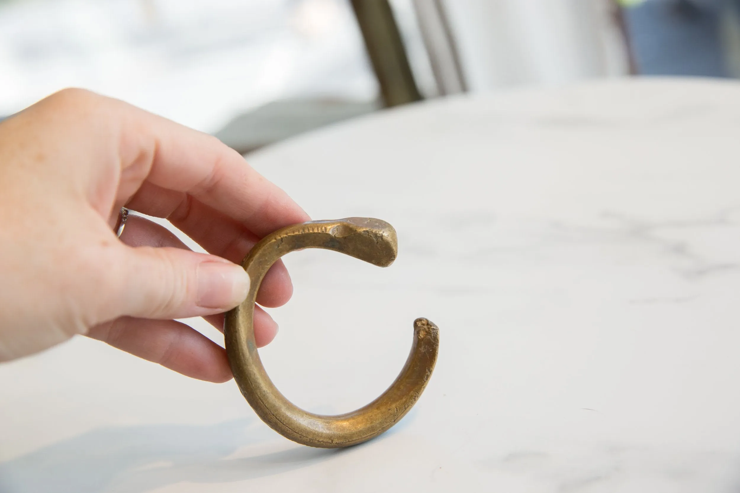 Antique African Bronze Imperfect Snake Cuff Bracelet