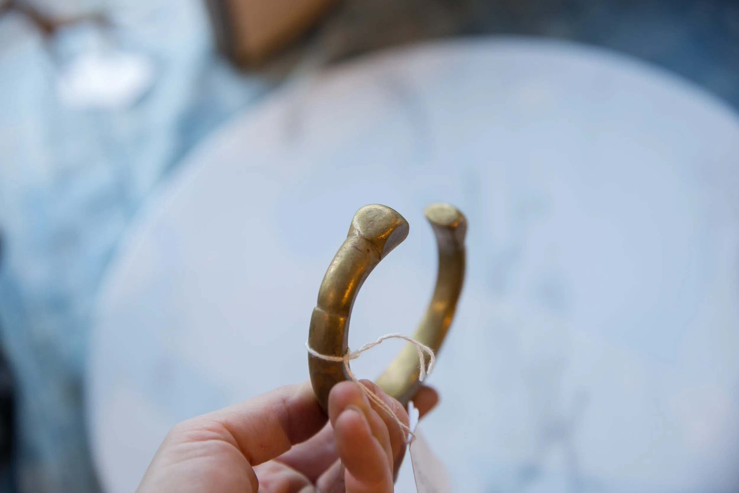 Antique African Bronze Snake Cuff Bracelet with Golden Patina