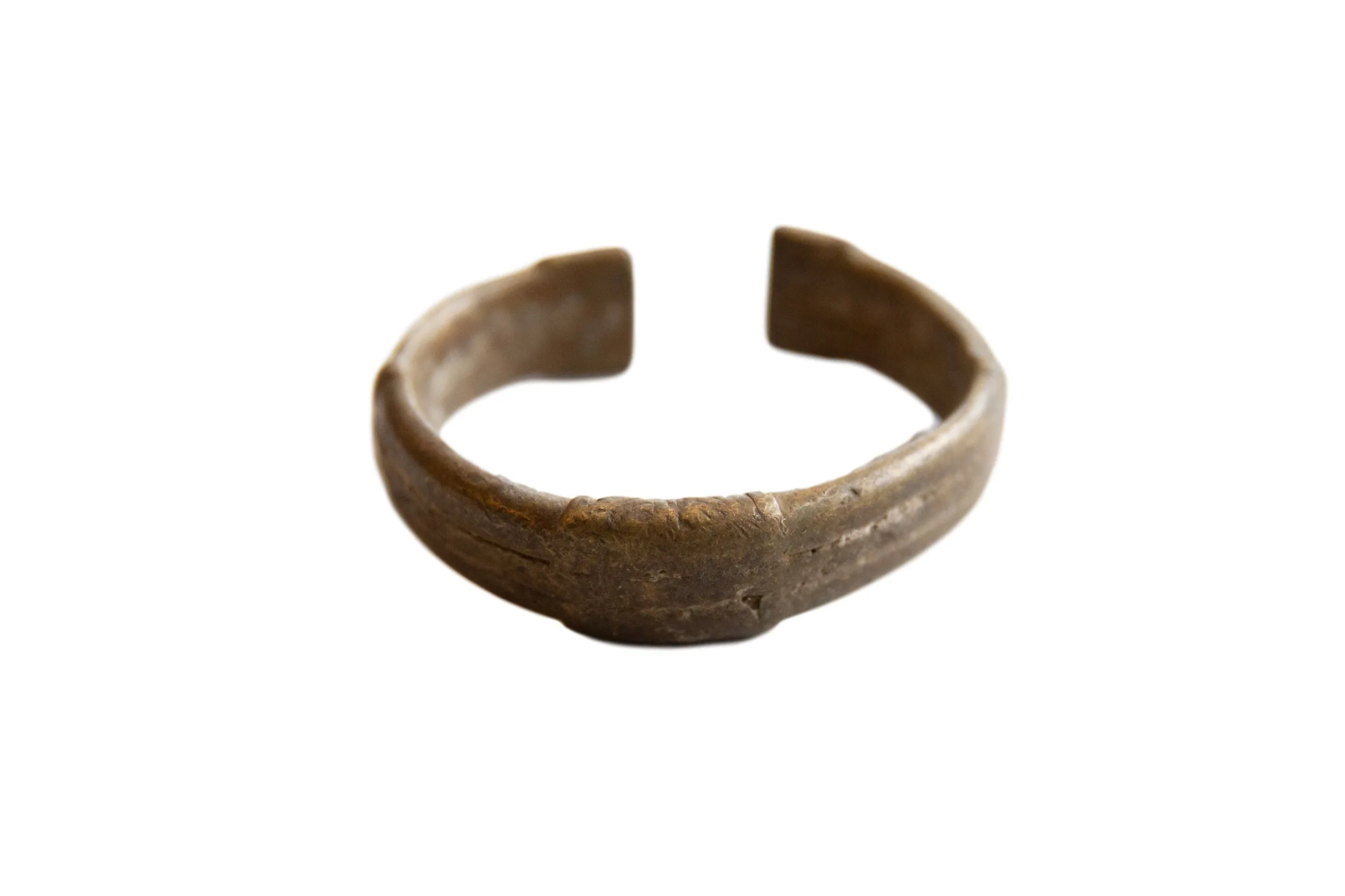 Antique African Bronze Stripe Design Cuff Bracelet