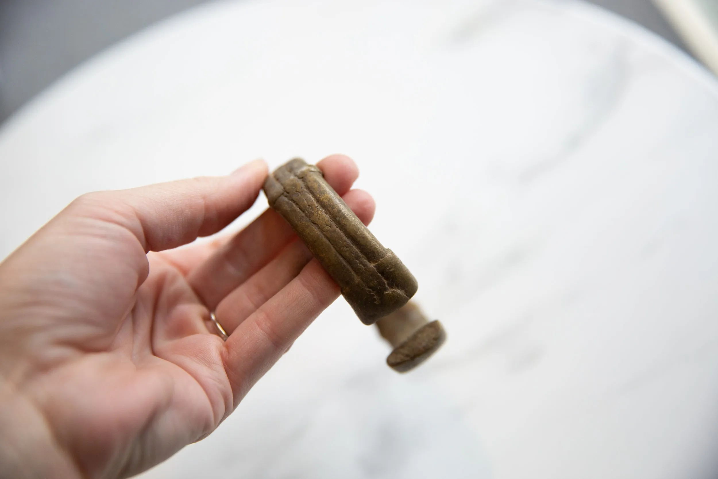 Antique African Bronze Stripe Design Cuff Bracelet