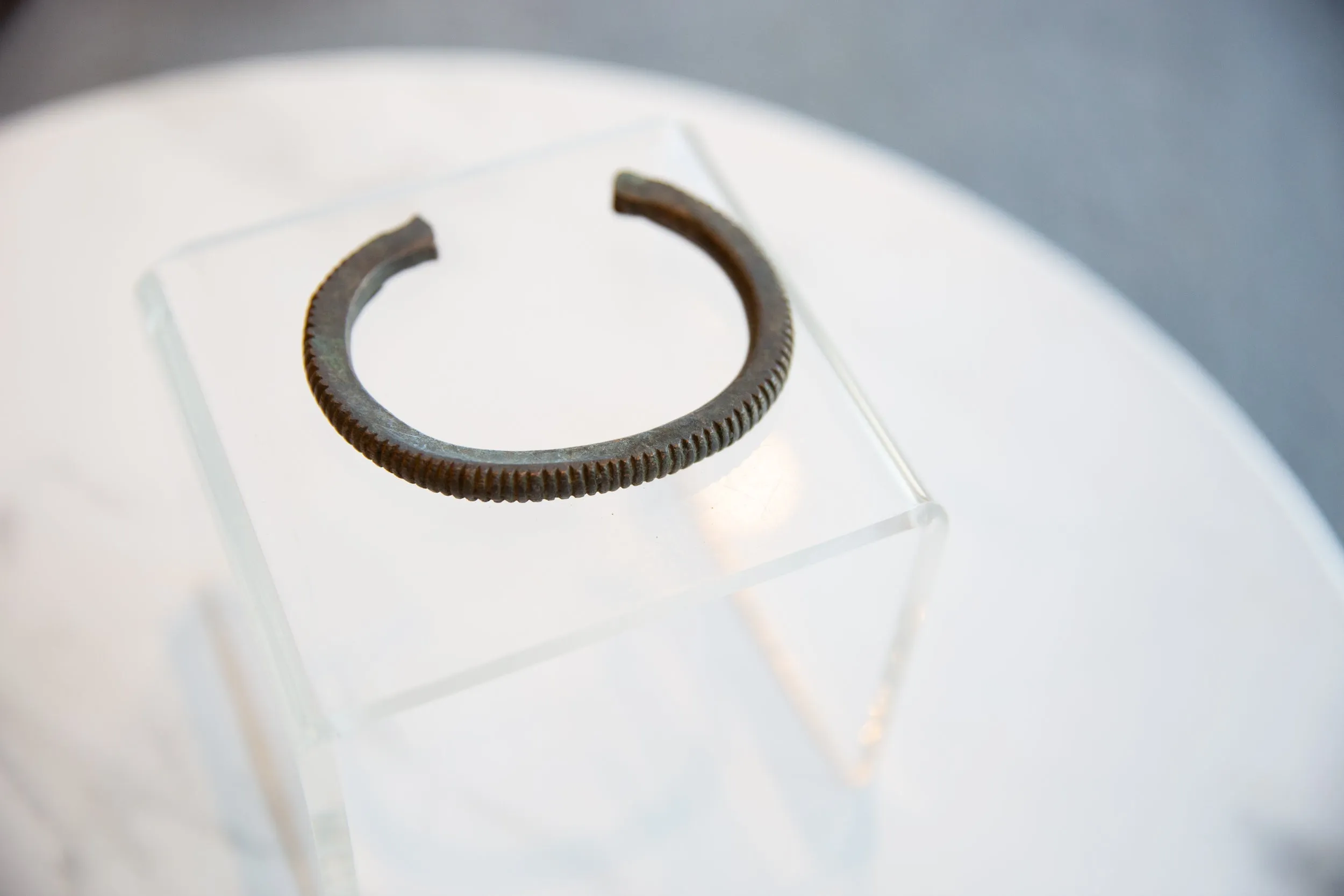 Antique African Bronze Striped Cuff Bracelet
