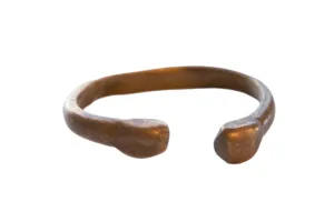 Antique African Copper Alloy Imperfect Snake Cuff Bracelet