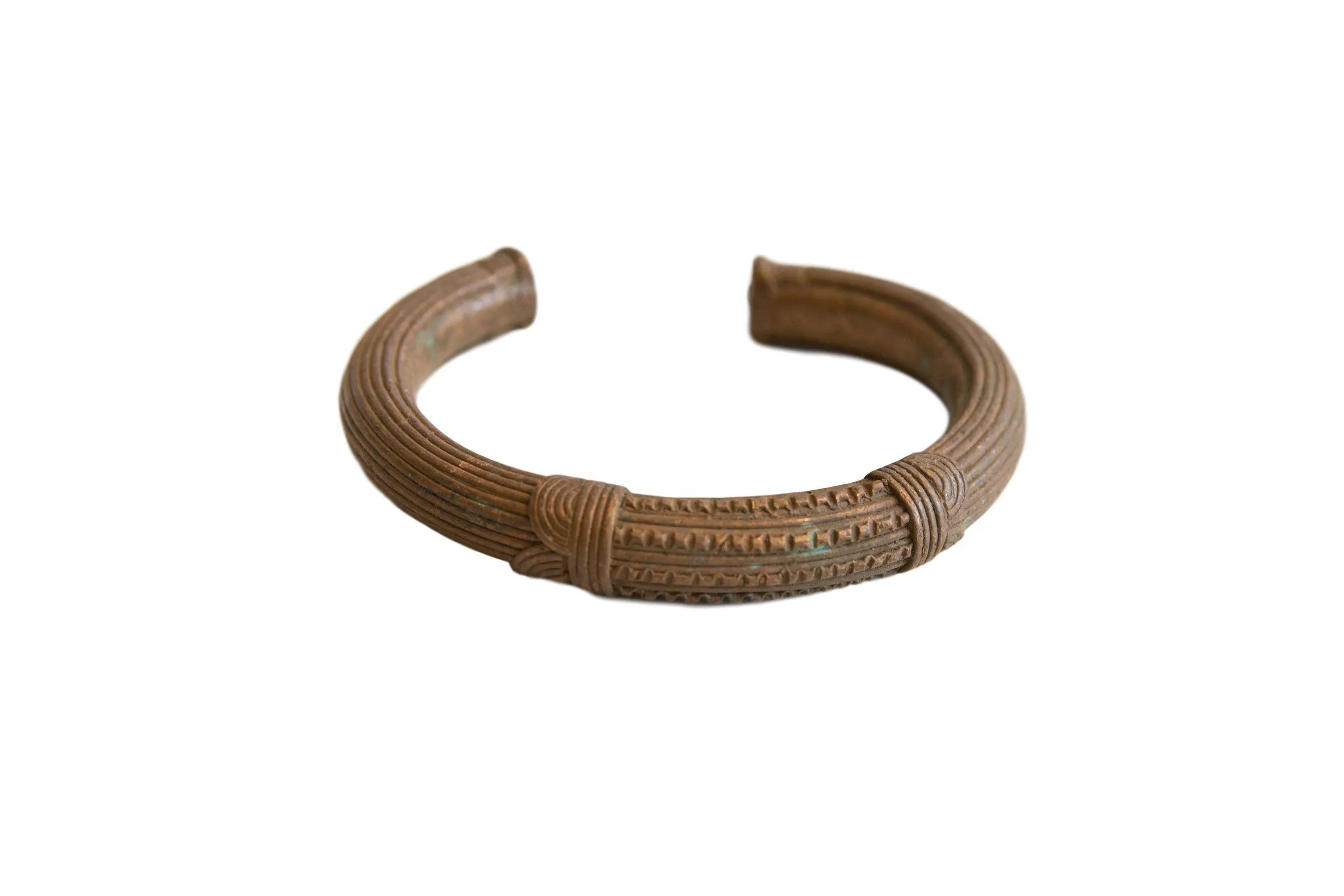 Antique African Copper Cuff Bracelet with Geometric Detailing