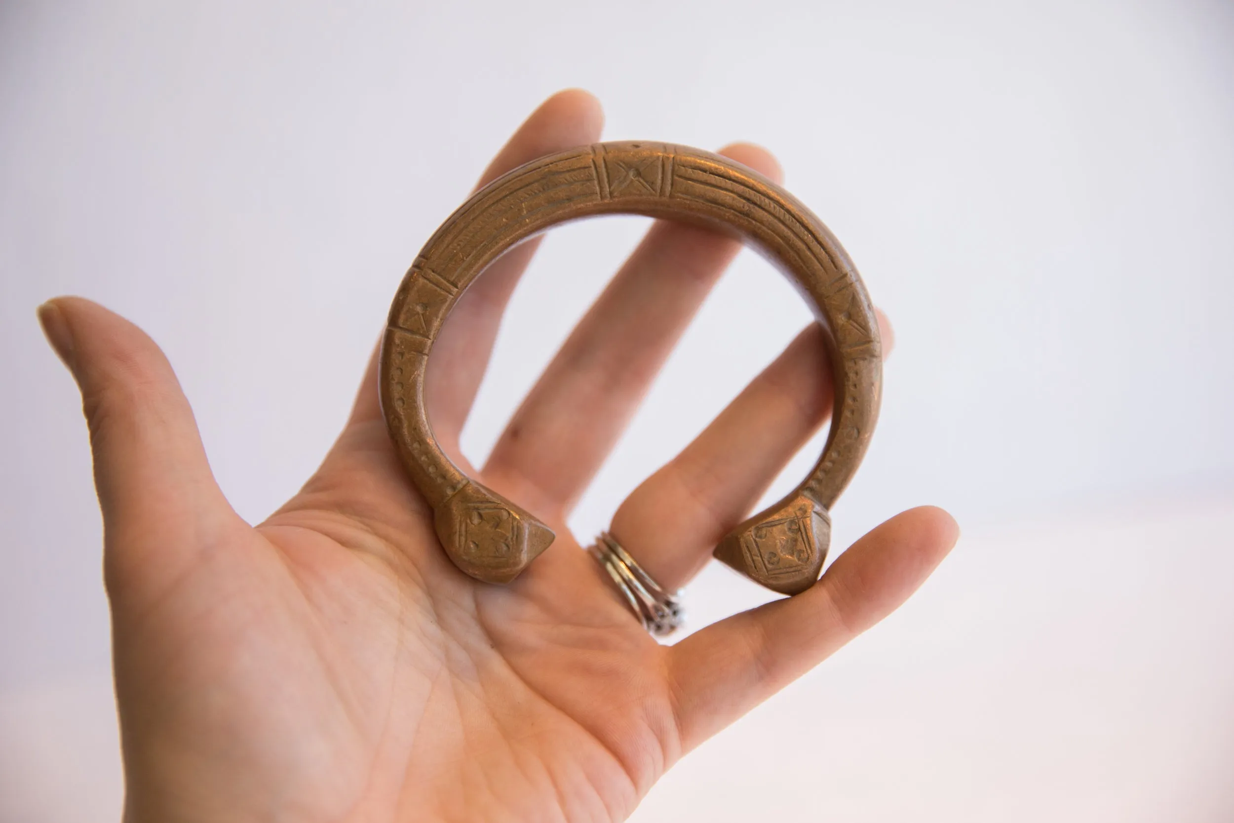 Antique African Copper Snake Cuff Bracelet