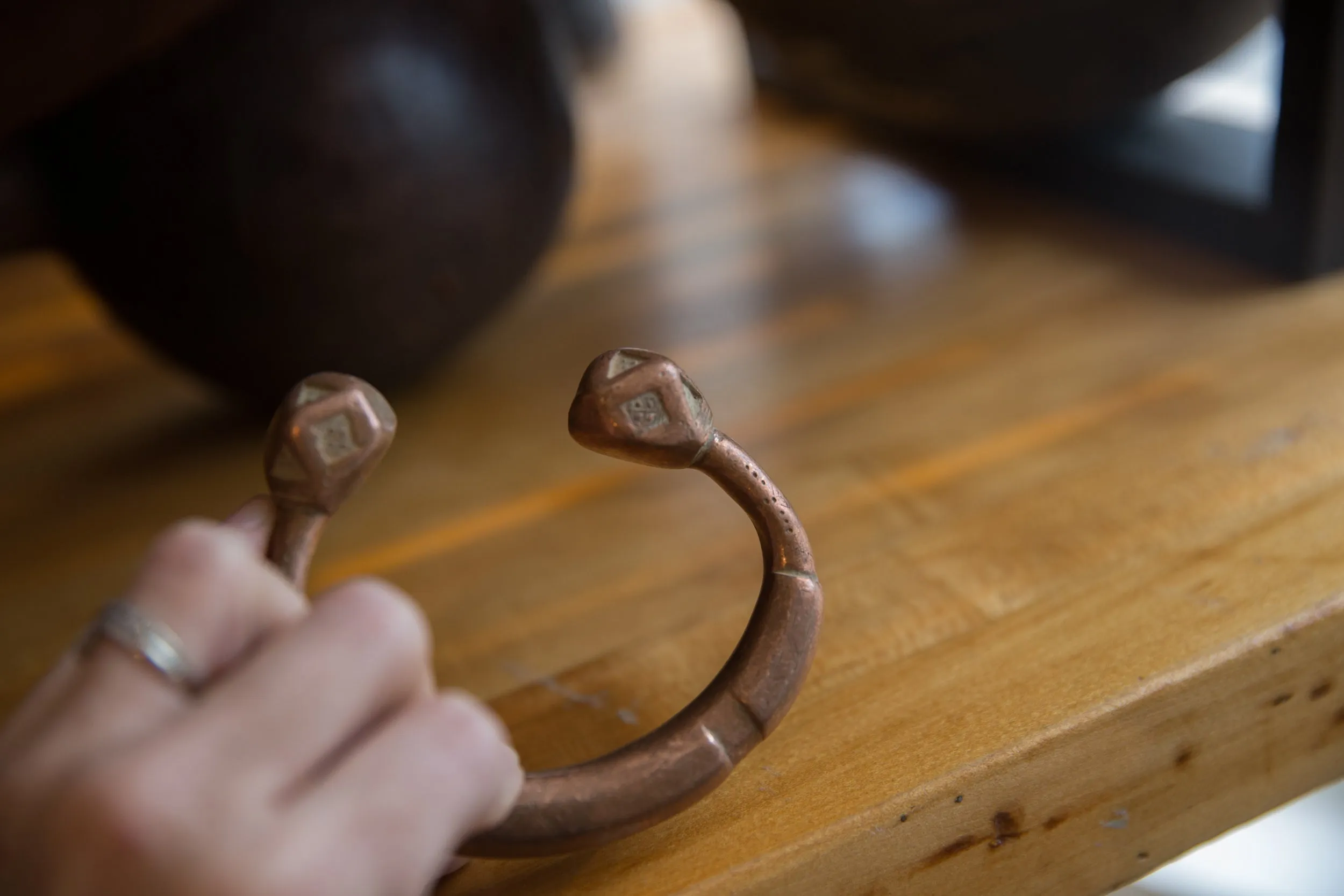 Antique African Copper Snake Cuff Bracelet