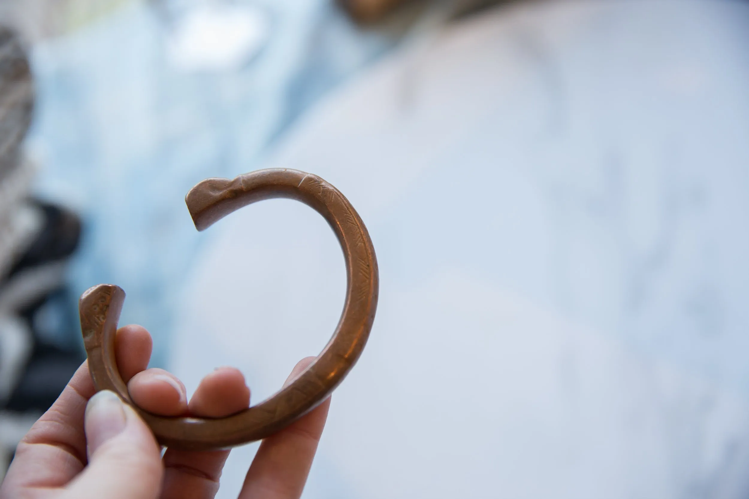 Antique African Copper Snake Cuff Bracelet