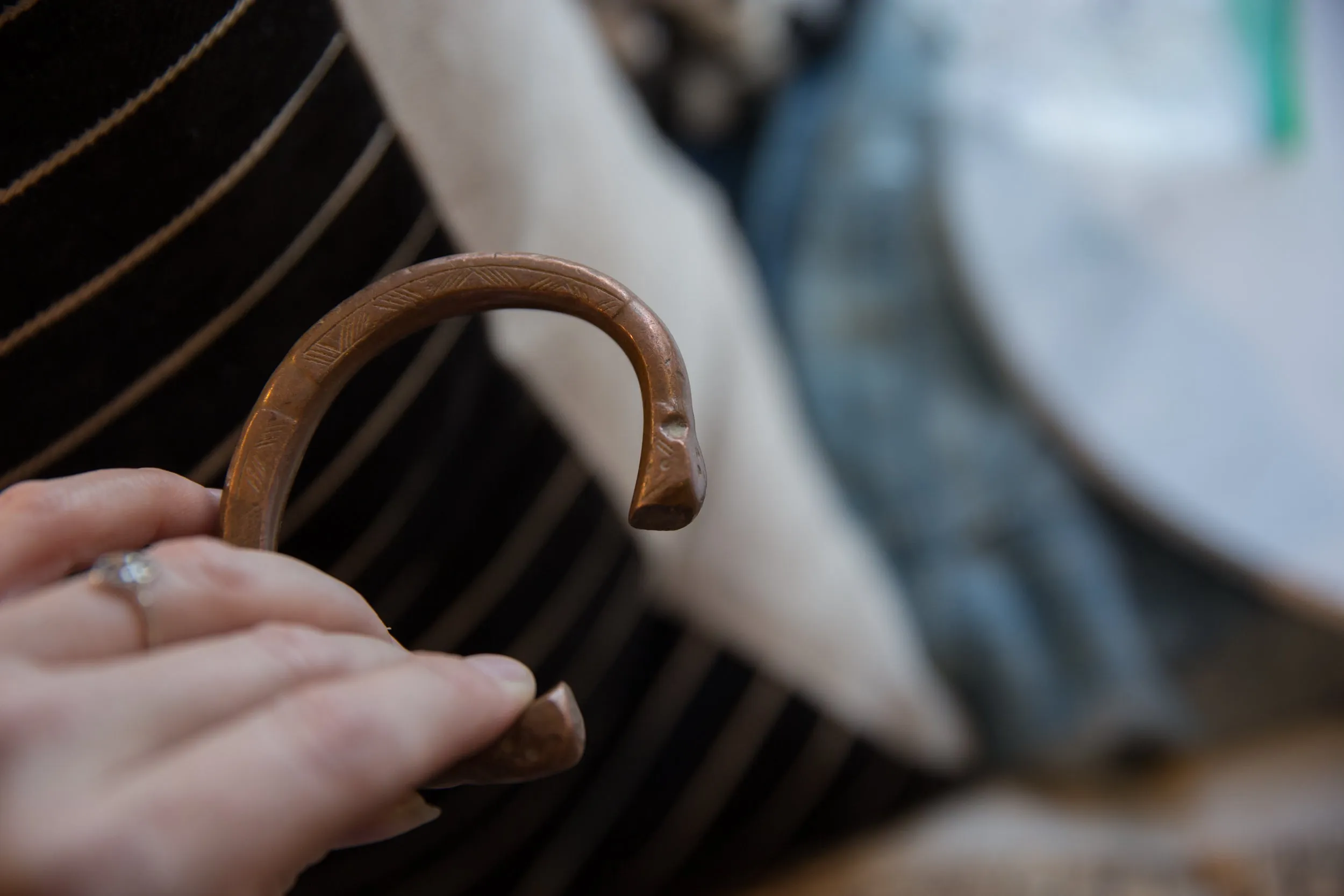 Antique African Copper Snake Cuff Bracelet