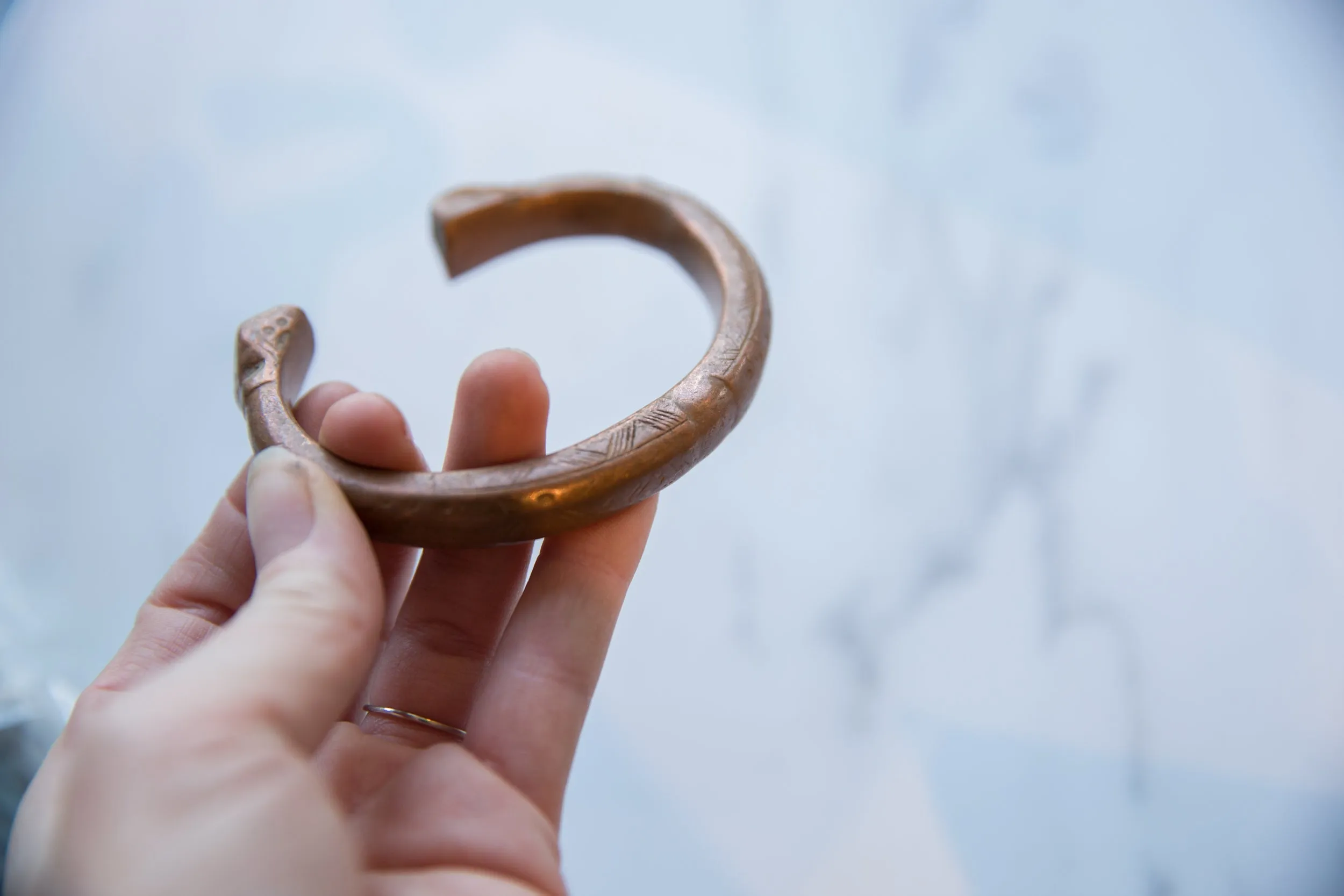Antique African Copper Snake Cuff Bracelet