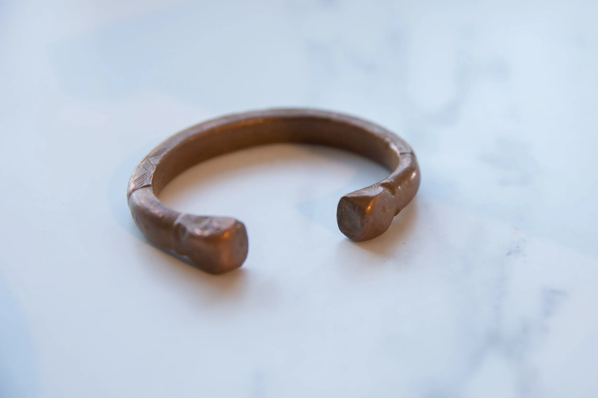 Antique African Copper Snake Cuff Bracelet