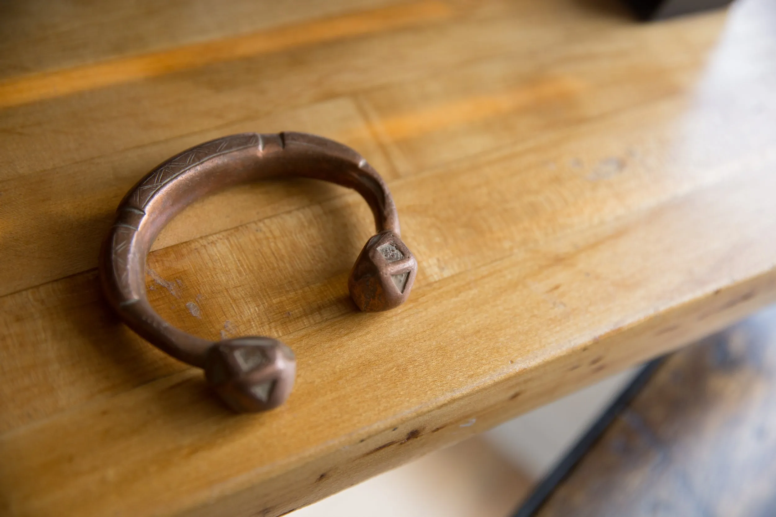 Antique African Copper Snake Cuff Bracelet