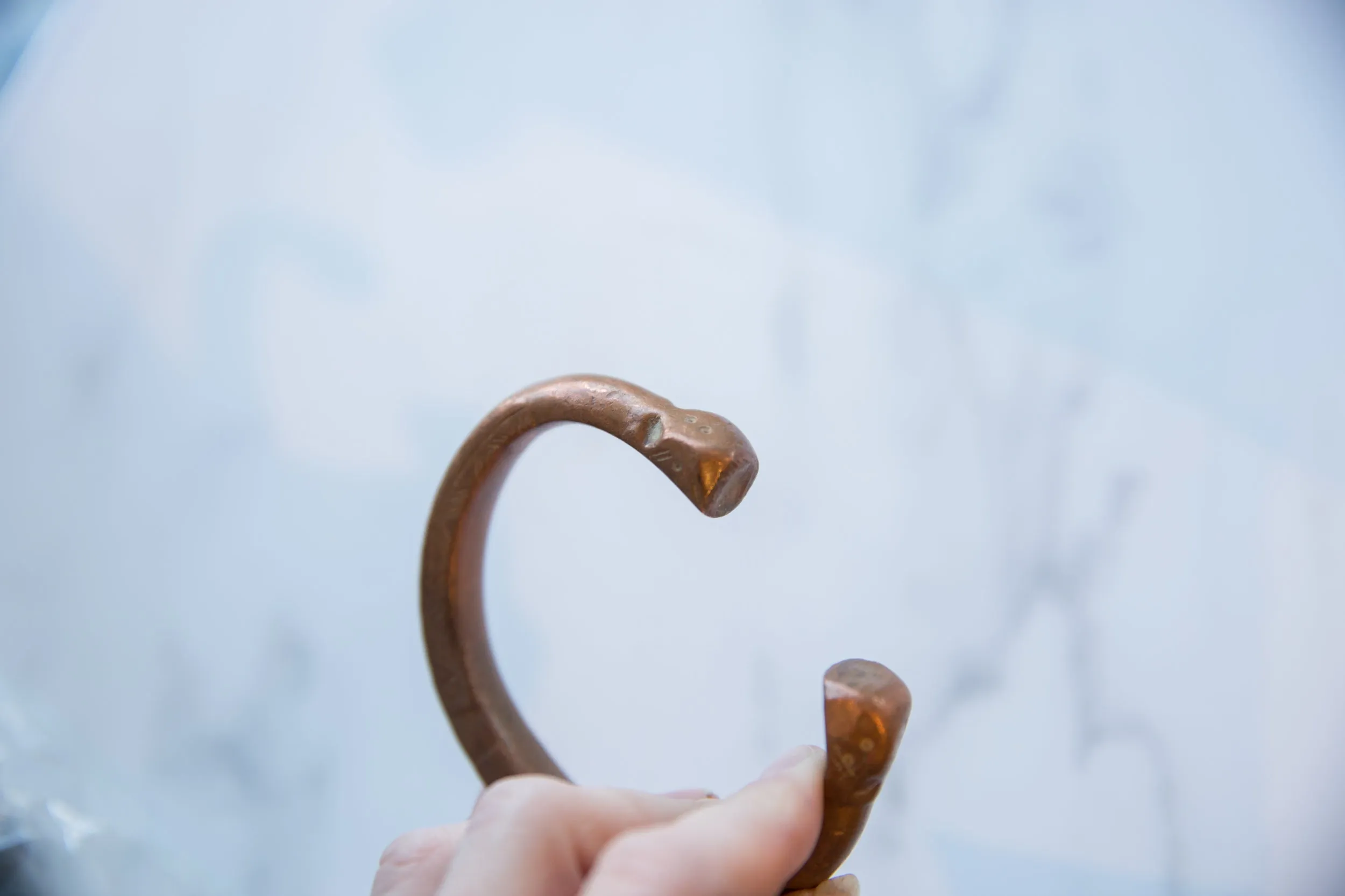 Antique African Copper Snake Cuff Bracelet