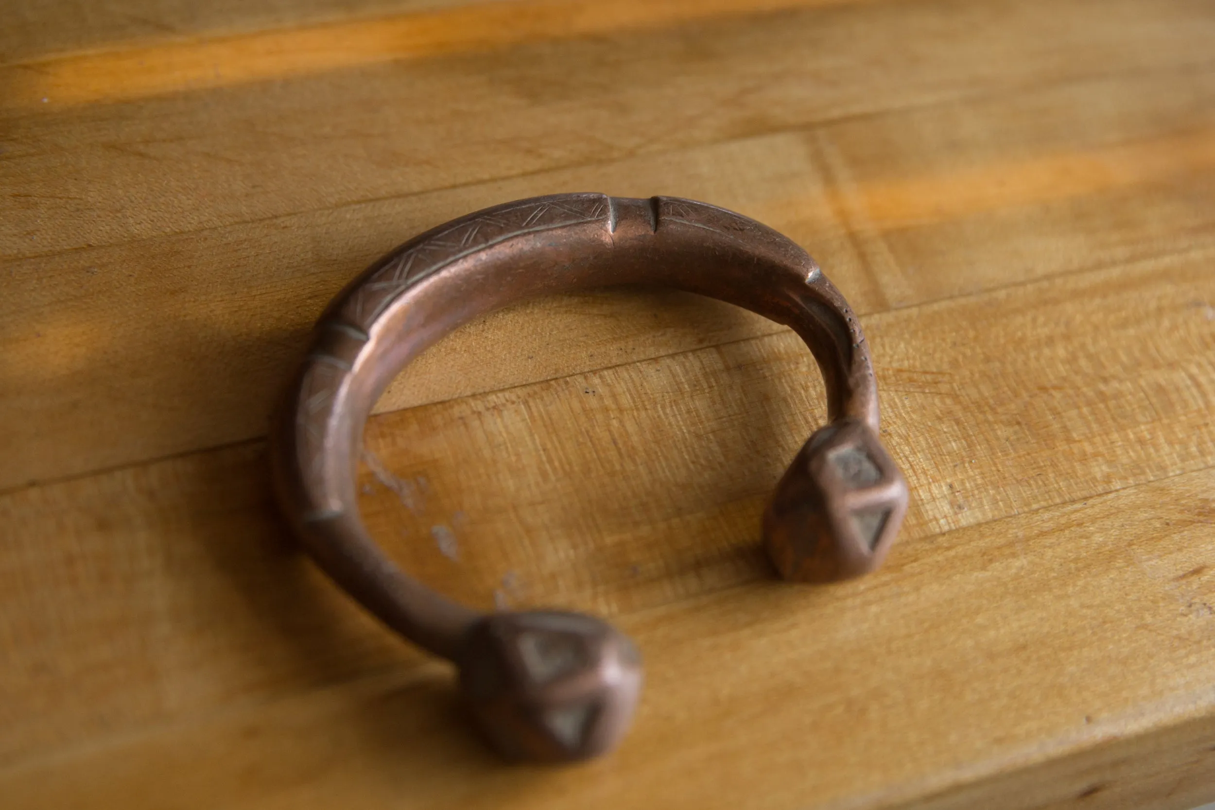Antique African Copper Snake Cuff Bracelet