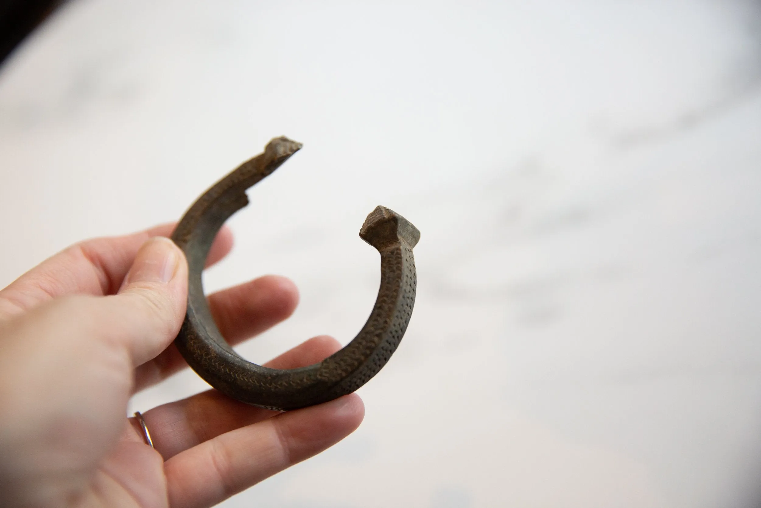 Antique African Dark Bronze Snake Cuff Bracelet