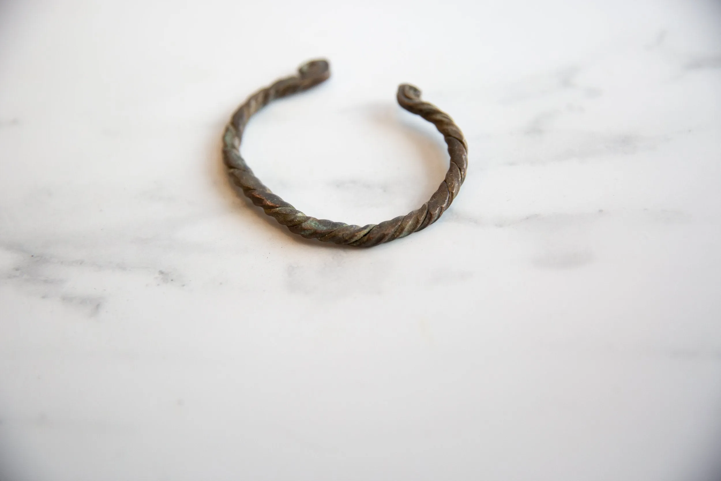 Antique African Oxidized Copper Twisted Design Cuff Bracelet