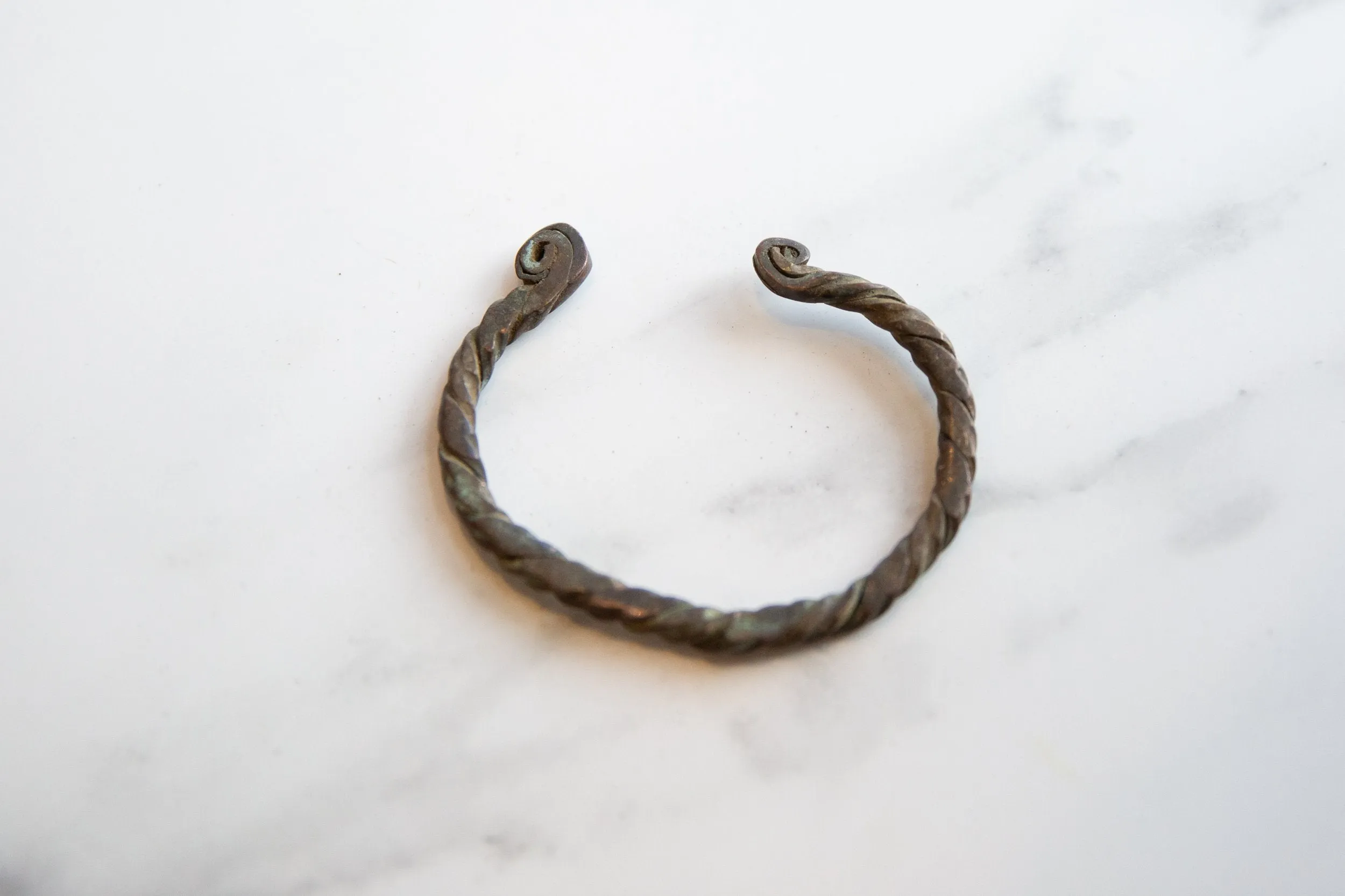 Antique African Oxidized Copper Twisted Design Cuff Bracelet