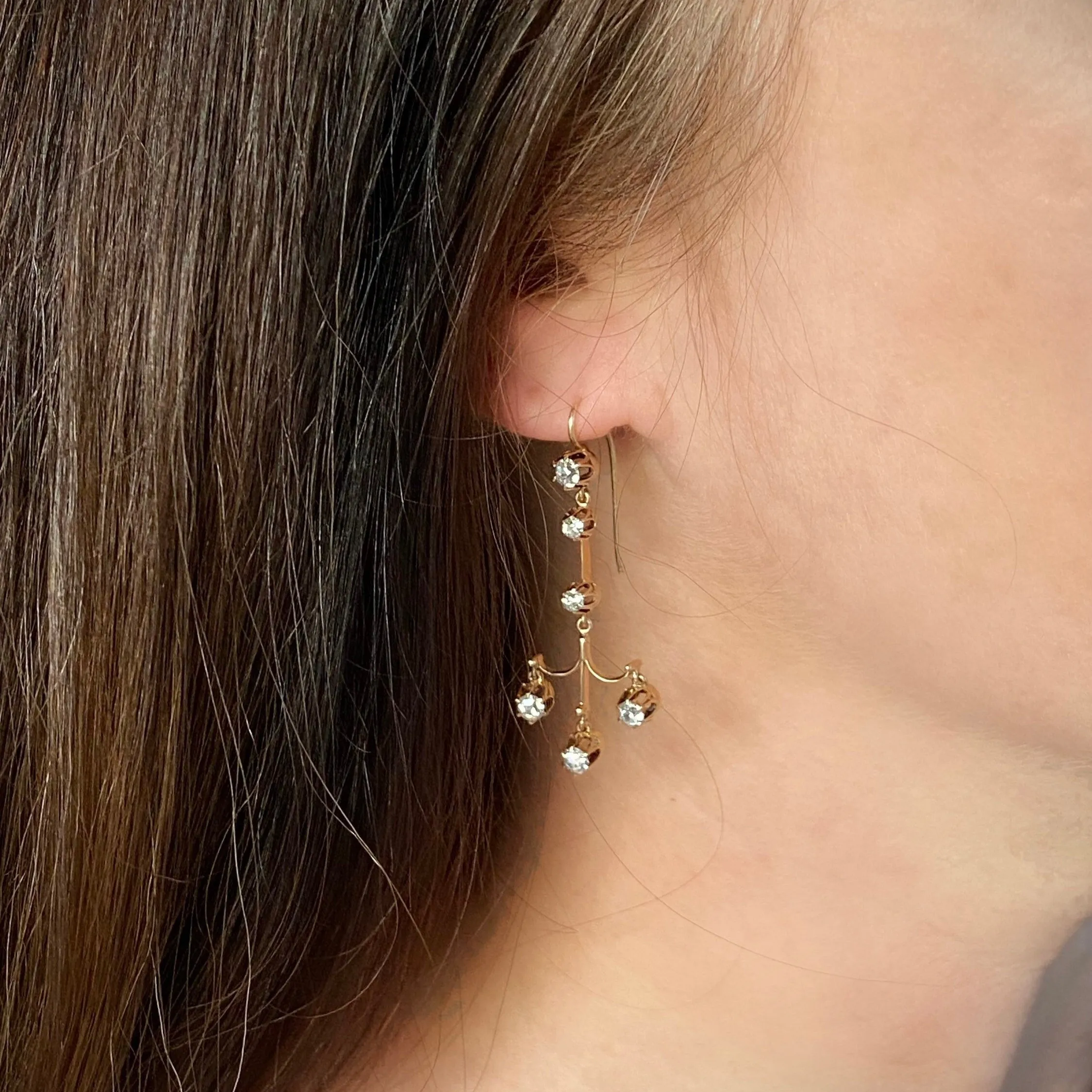Antique Diamond Earrings | Chandelier Earrings