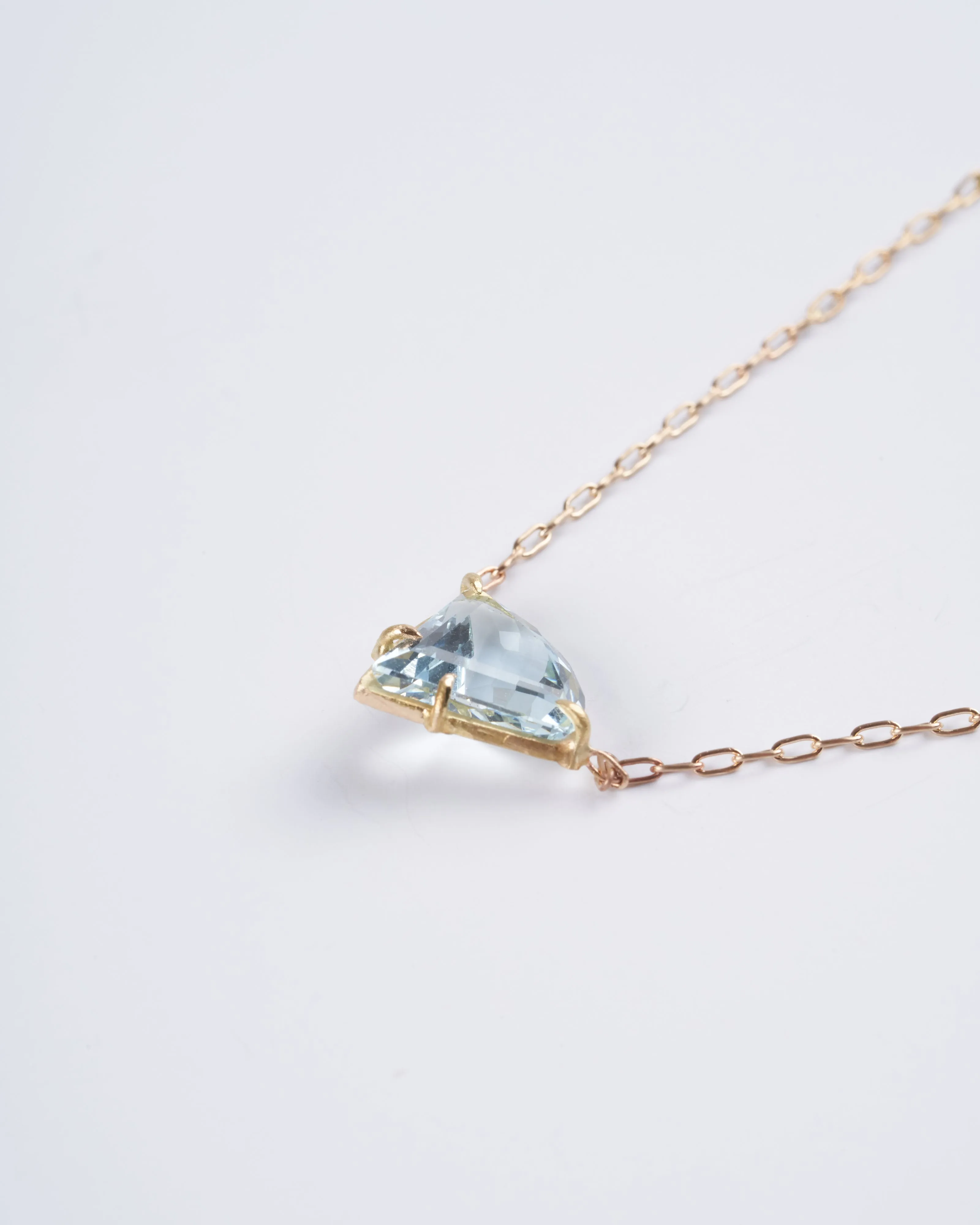 aquamarine faceted shield pendant