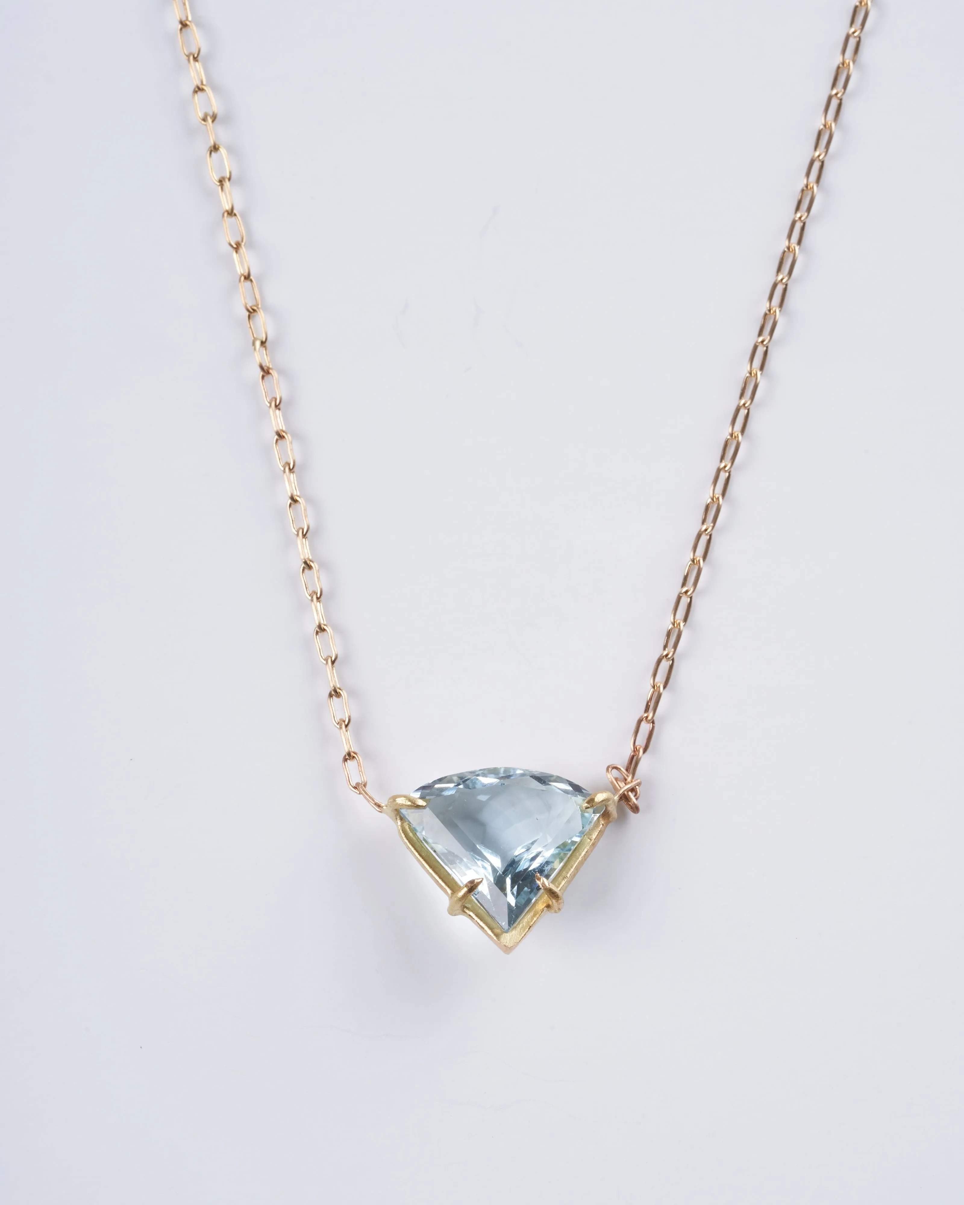 aquamarine faceted shield pendant