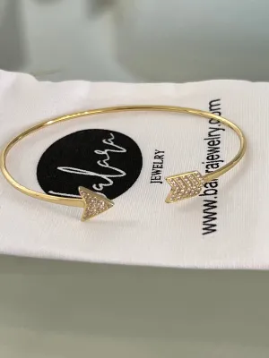 Arrow CZ Cuff Bracelet - Gold or Silver