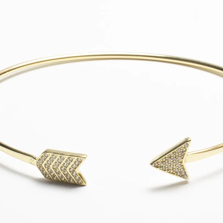 Arrow CZ Cuff Bracelet - Gold or Silver
