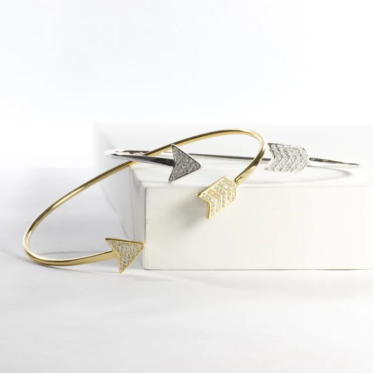 Arrow CZ Cuff Bracelet - Gold or Silver