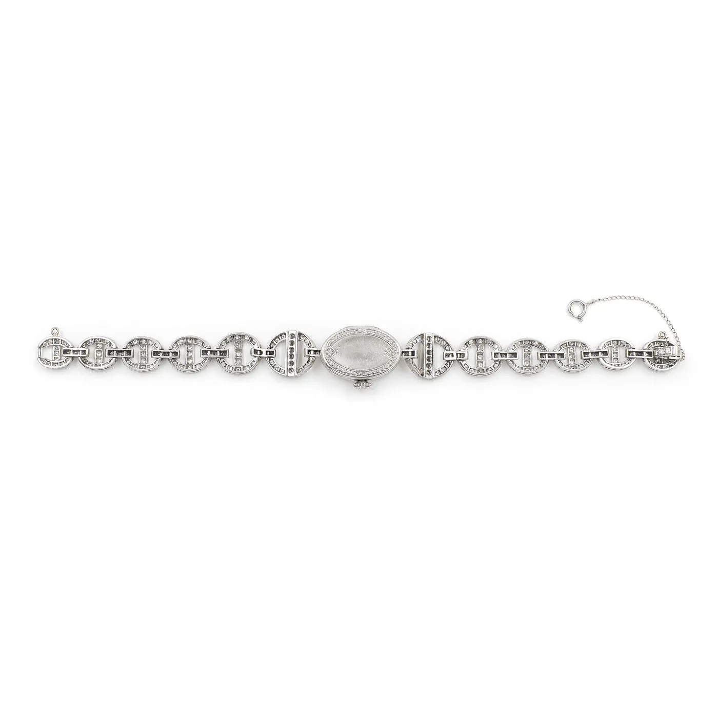 Art Deco 4.70 Ctw. Diamond Anchor-Link Watch Bracelet By C.H. Meylan