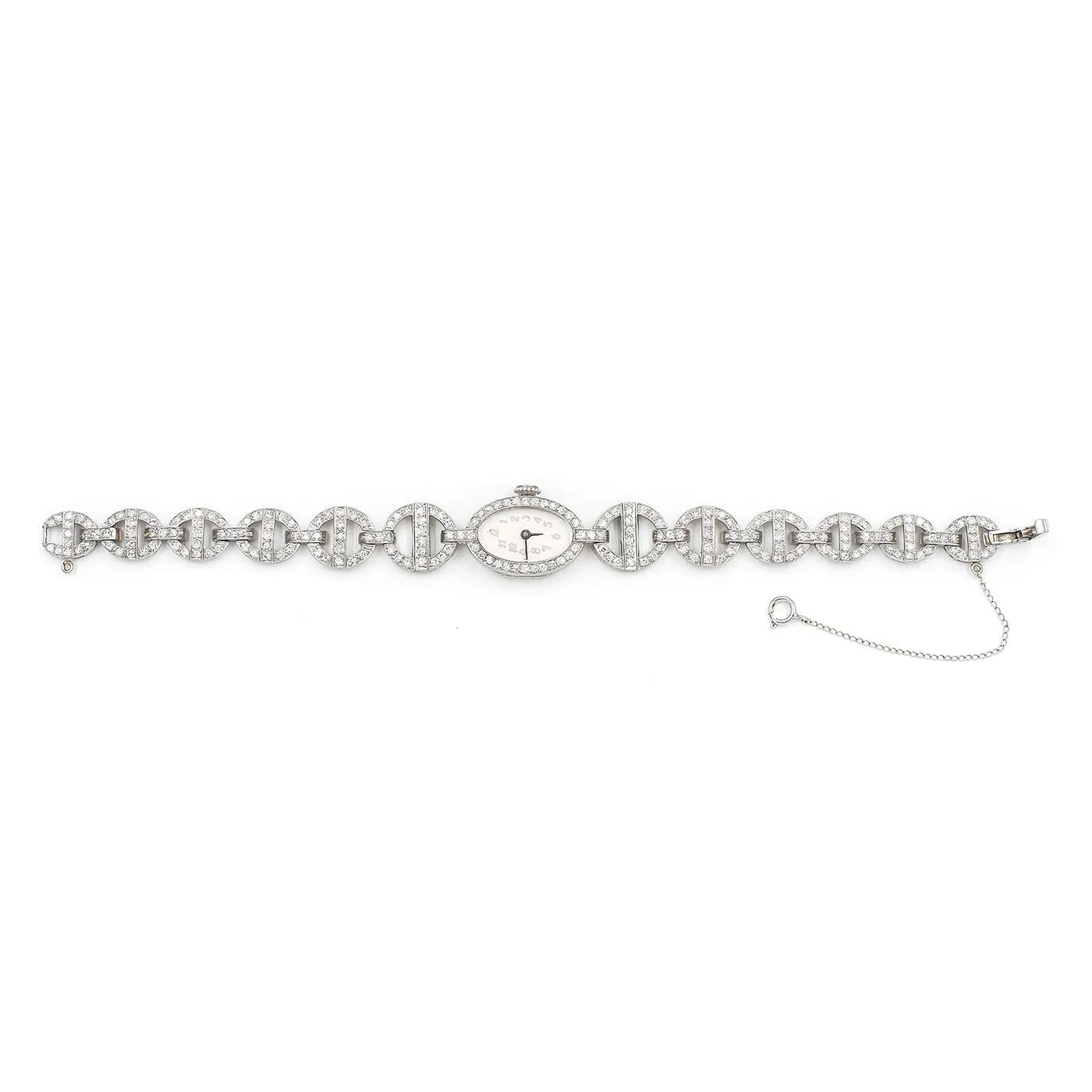 Art Deco 4.70 Ctw. Diamond Anchor-Link Watch Bracelet By C.H. Meylan