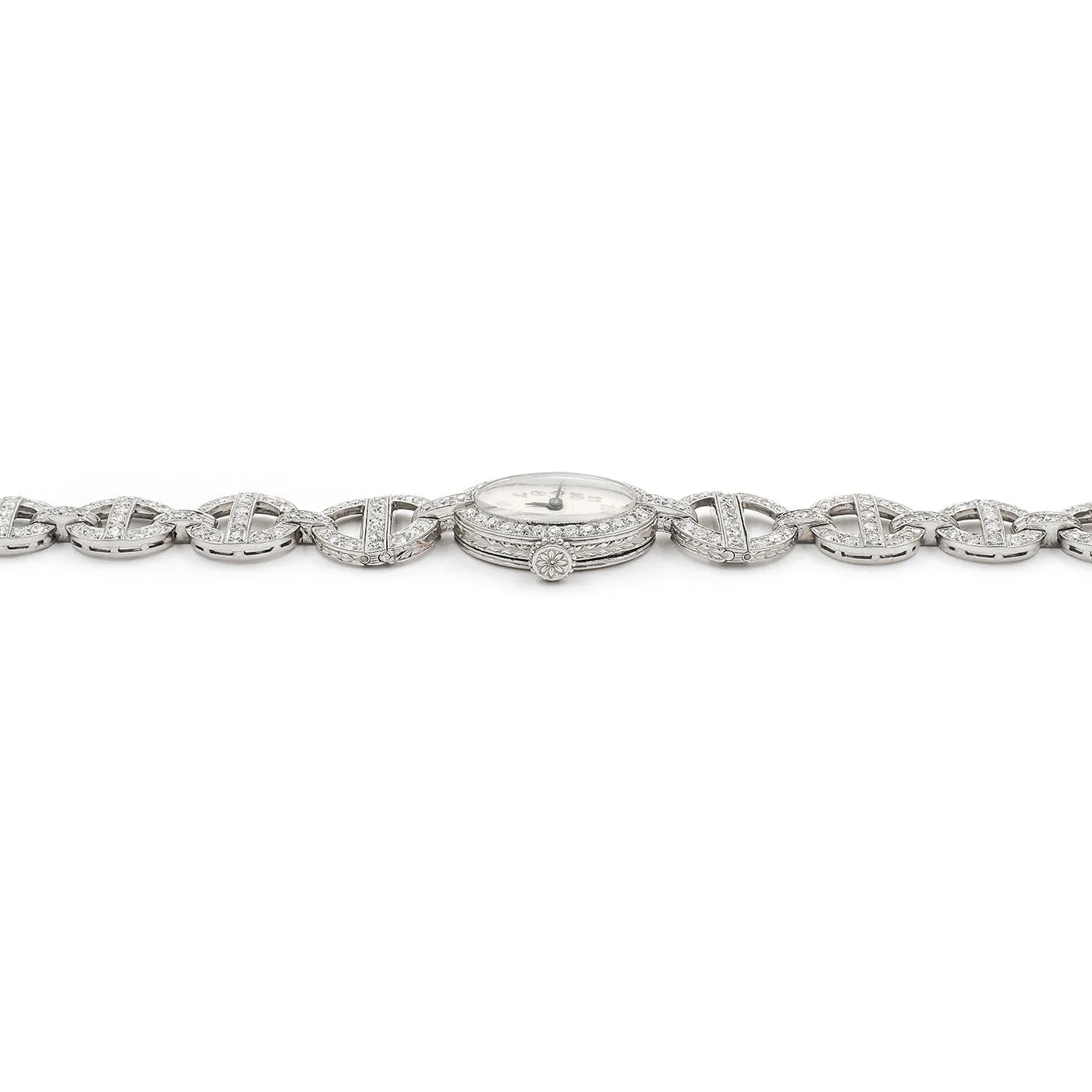 Art Deco 4.70 Ctw. Diamond Anchor-Link Watch Bracelet By C.H. Meylan