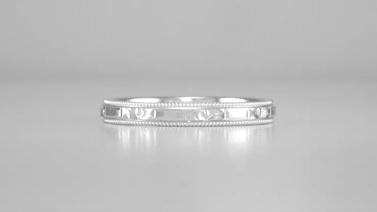 Art Deco Flowers and Bars Wedding Ring in White Gold