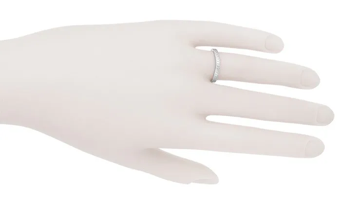Art Deco Vintage-Inspired Carved Wheat Curved Wedding Band in Sterling Silver
