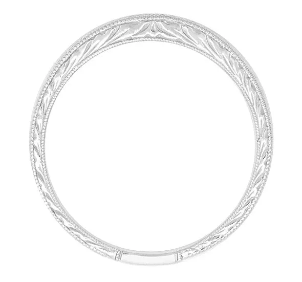 Art Deco Vintage-Inspired Carved Wheat Curved Wedding Band in Sterling Silver