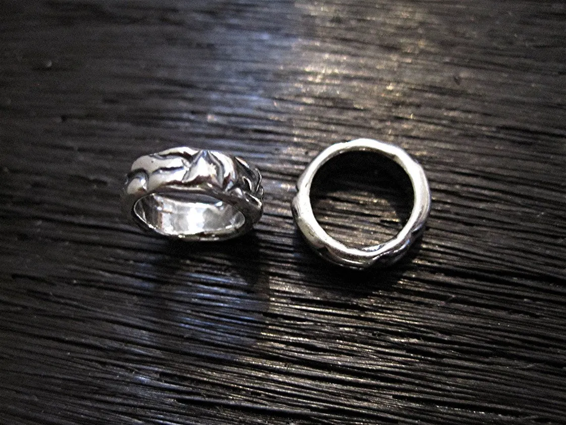 Artisan Sterling Silver Etched Jewelry Links and Sliders (set of 2)(N)