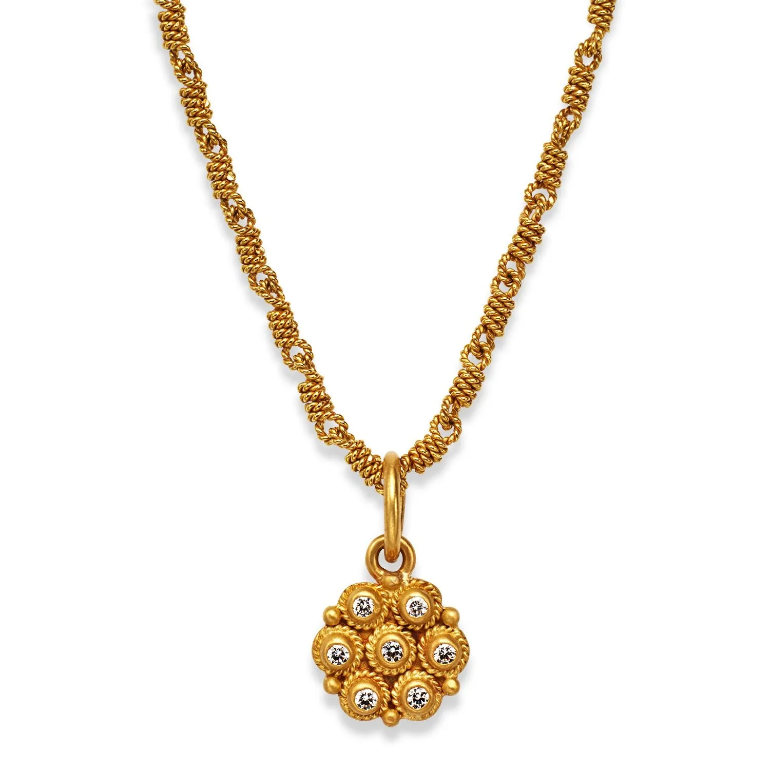 Ashley "Flower Braid" Pendant with Diamonds in 20K Peach Gold
