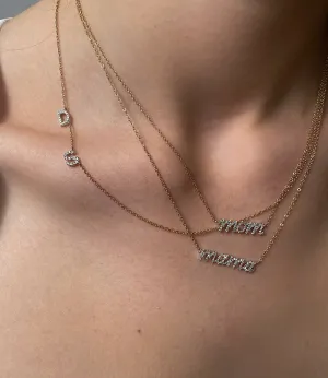 Asymmetrical Diamond Mini Initial Necklace