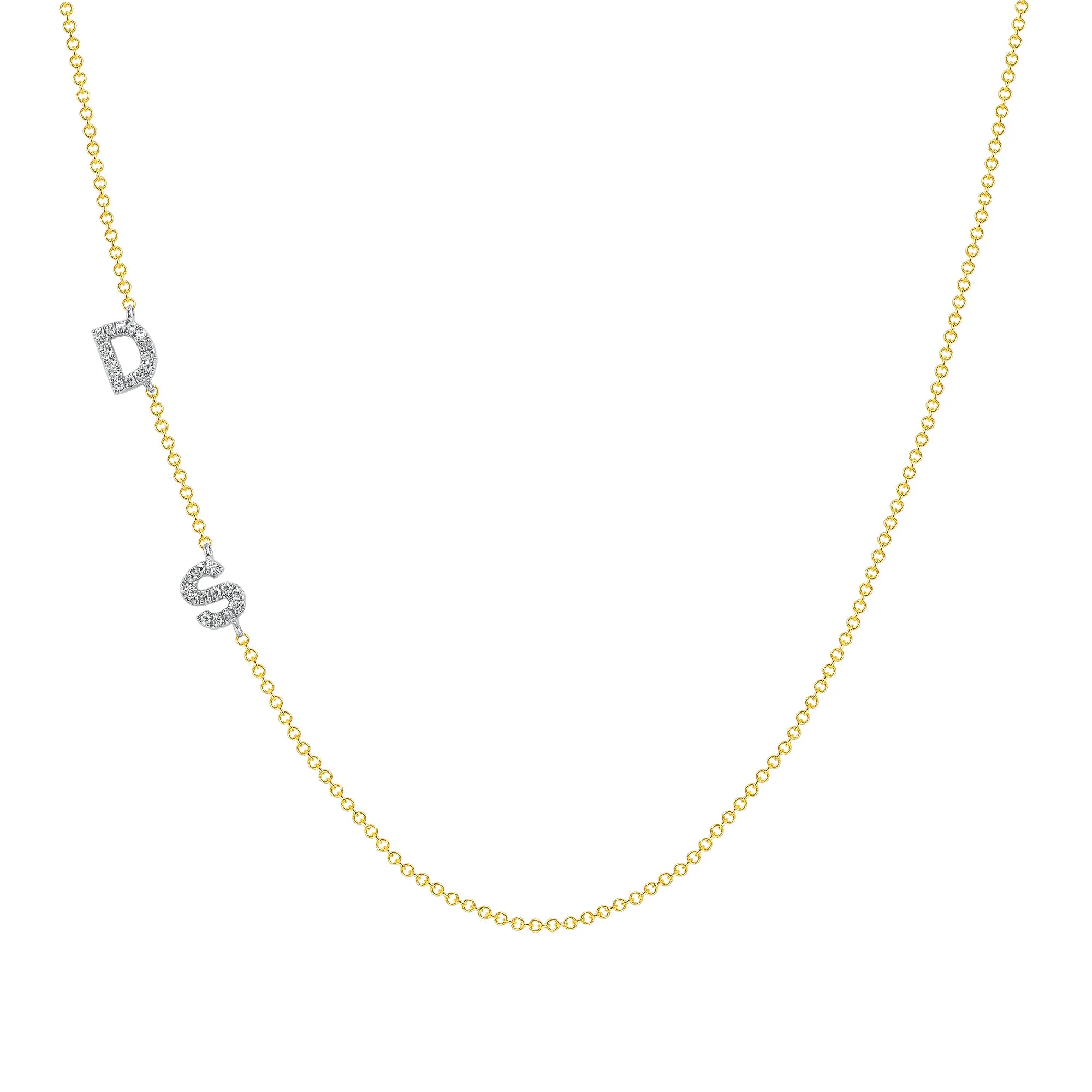 Asymmetrical Diamond Mini Initial Necklace