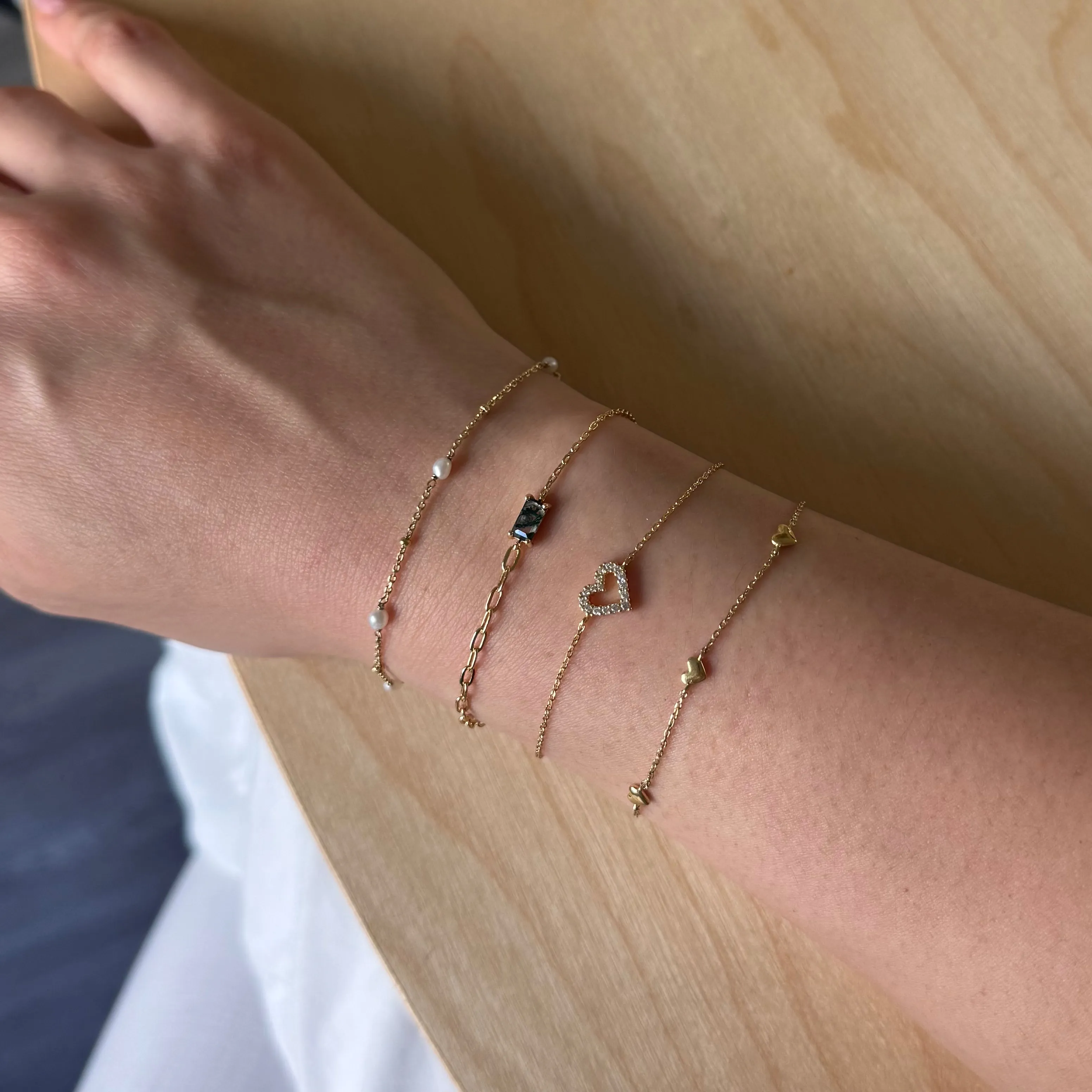 Asymmetrical Green Stone Bracelet
