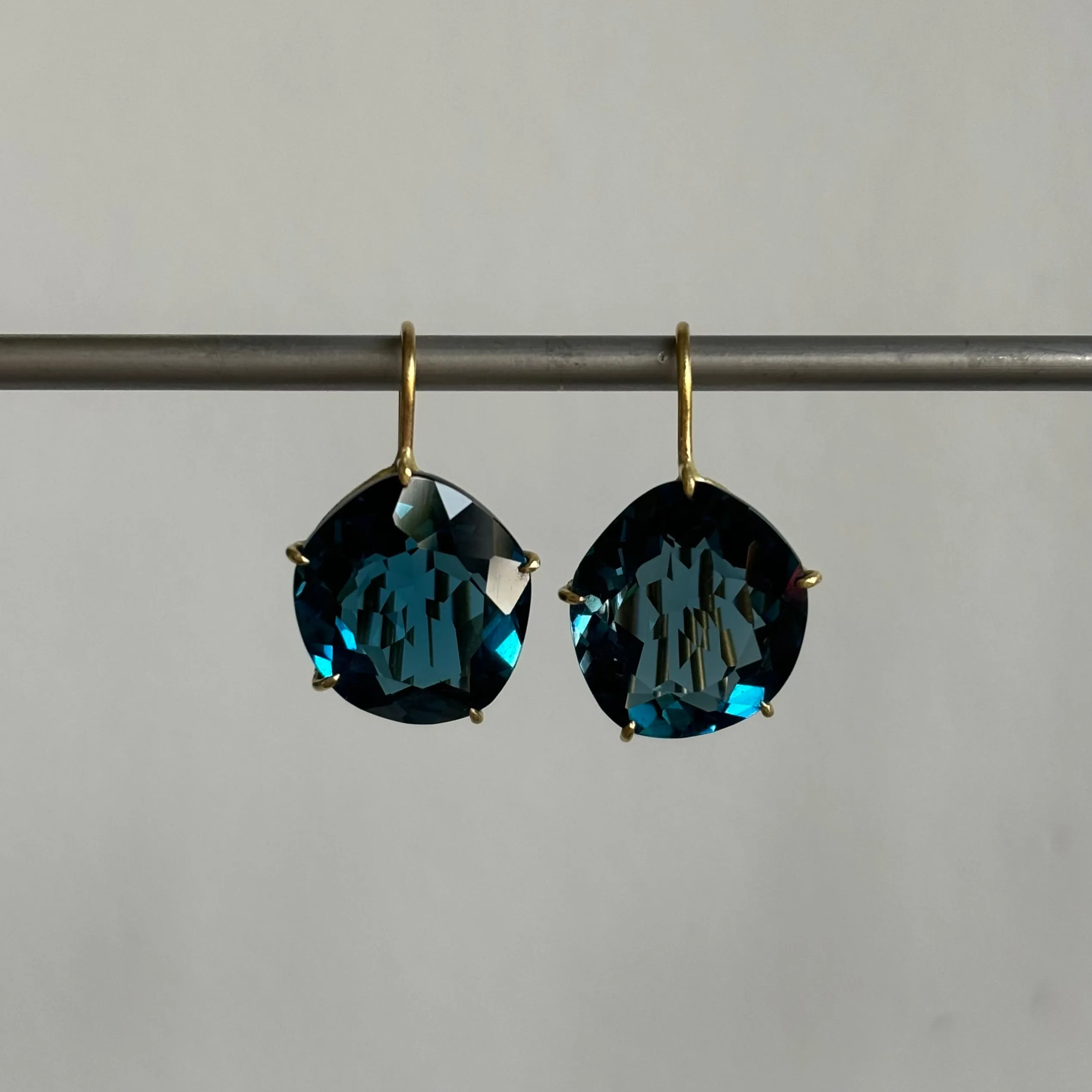 Asymmetrical London Blue Topaz Petal Earrings