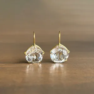 Asymmetrical White Topaz Petal Earrings