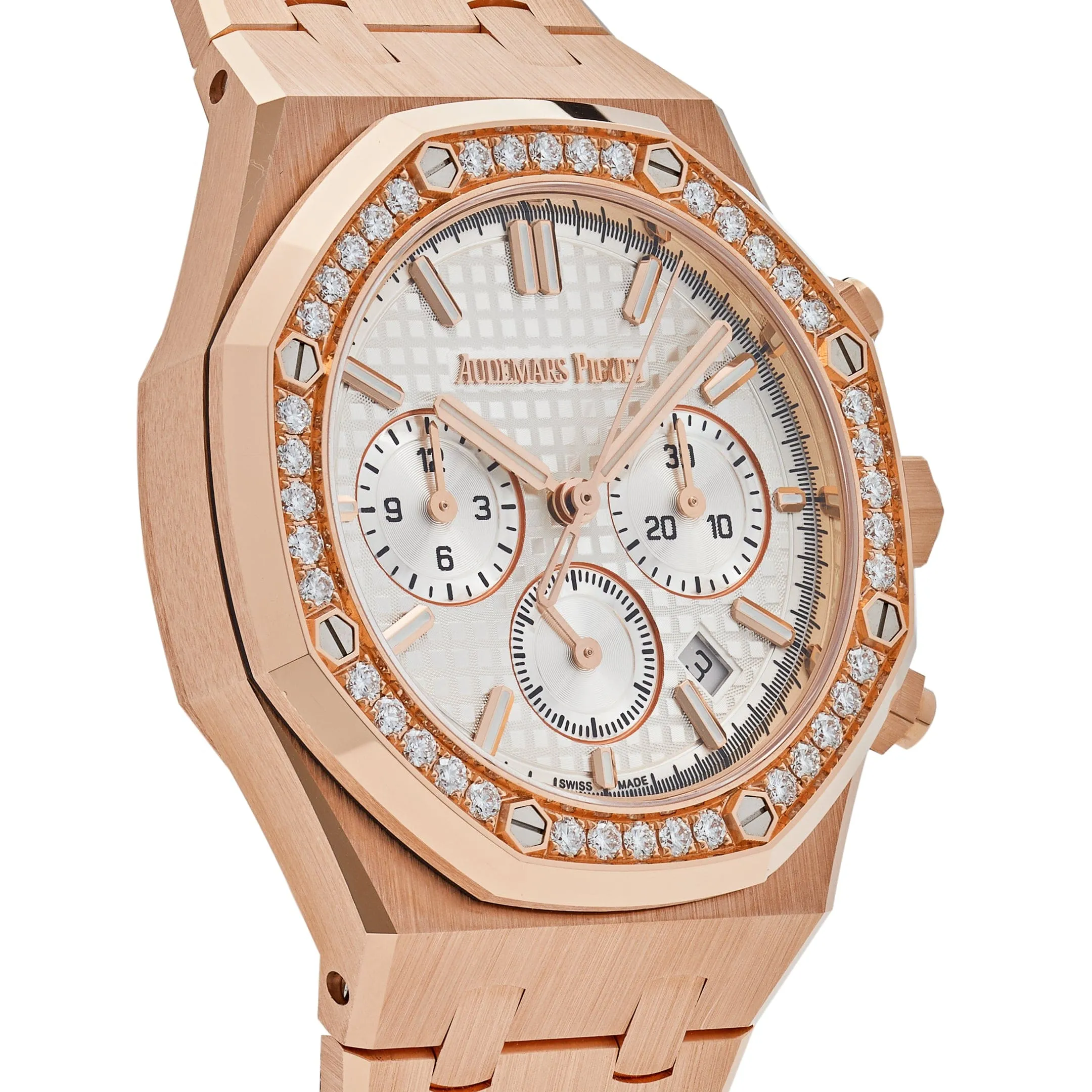 Audemars Piguet Royal Oak 26715OR.ZZ.1356OR.01 Selfwinding Chronograph Rose Gold Diamond Bezel