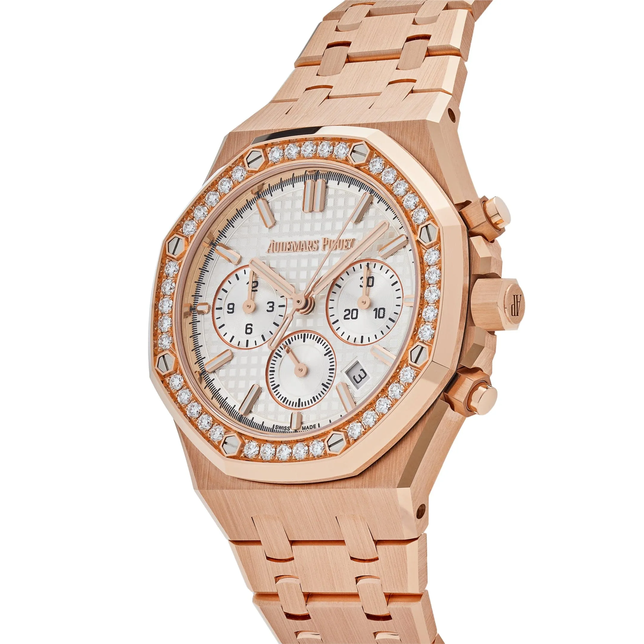 Audemars Piguet Royal Oak 26715OR.ZZ.1356OR.01 Selfwinding Chronograph Rose Gold Diamond Bezel