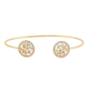 Baguette Cut Diamond Cluster Design Open Cuff Bracelet In 18k Yellow Gold